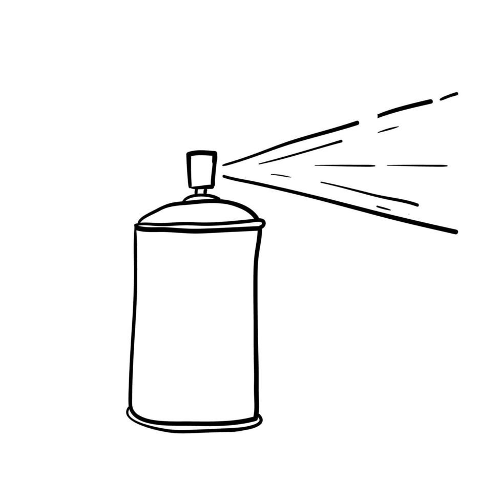 Spray can icon with hand drawn doodle illustration cartoon style