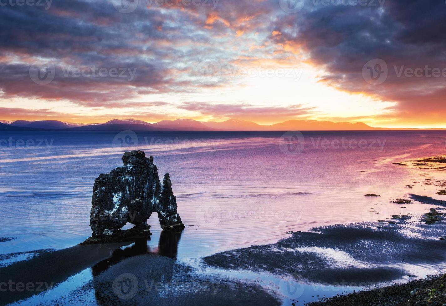 Hvitserkur is a spectacular rock in the sea photo