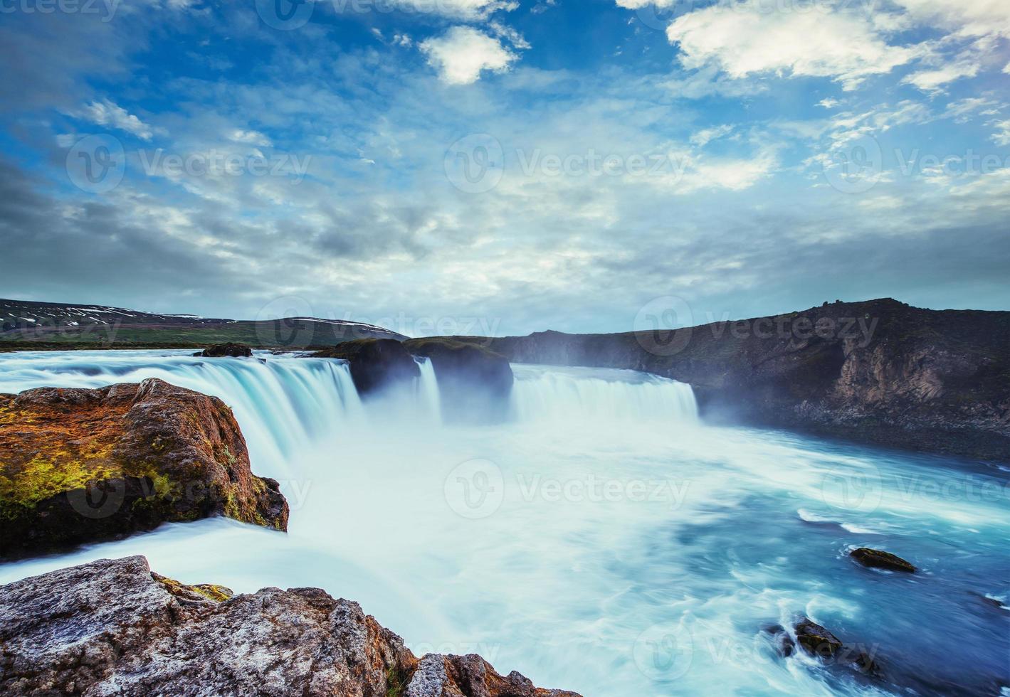 Godafoss waterfall at sunset. Beauty world. Iceland, Europe photo