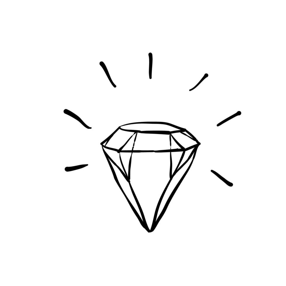 icono de doodle de diamante estilo dibujado a mano vector