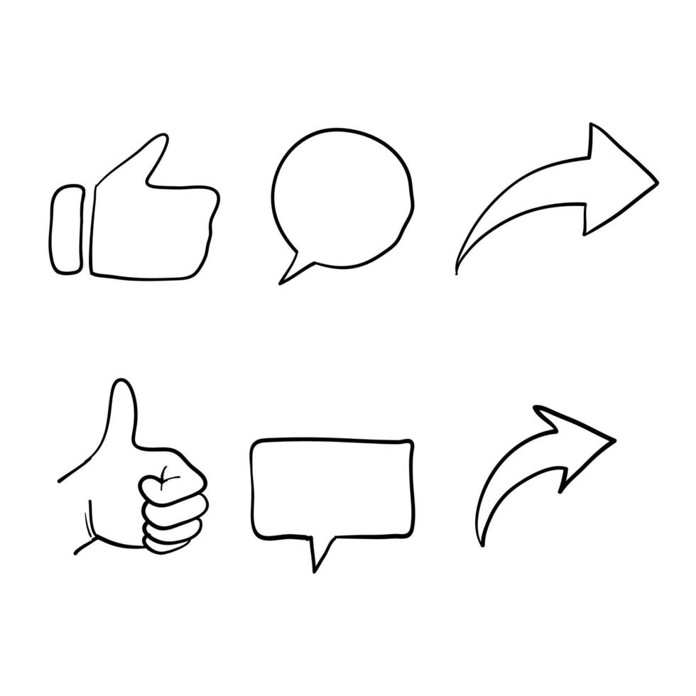 like comment share icon illustration with hand drawn doodle style vector