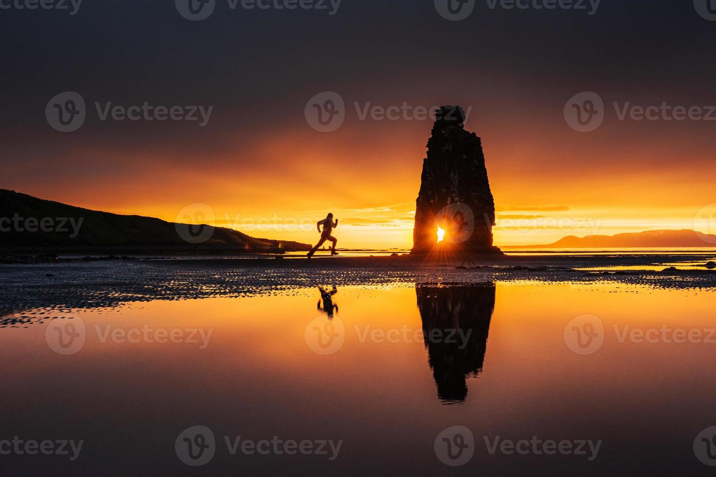 Hvitserkur 15 m tall. Spectacular rock in the sea on the north c photo