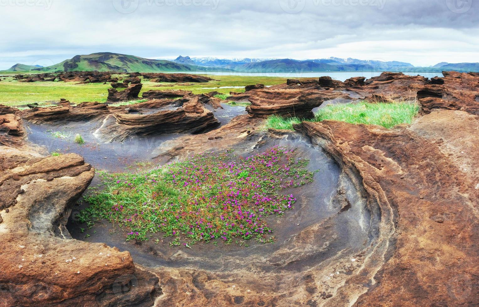 Texture of rocks melted by volcanic magma photo