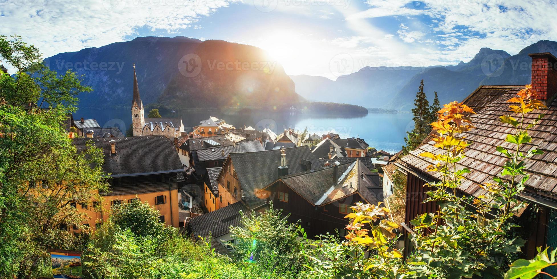 Scenic panoramic view of the famous mountain village in the Aust photo