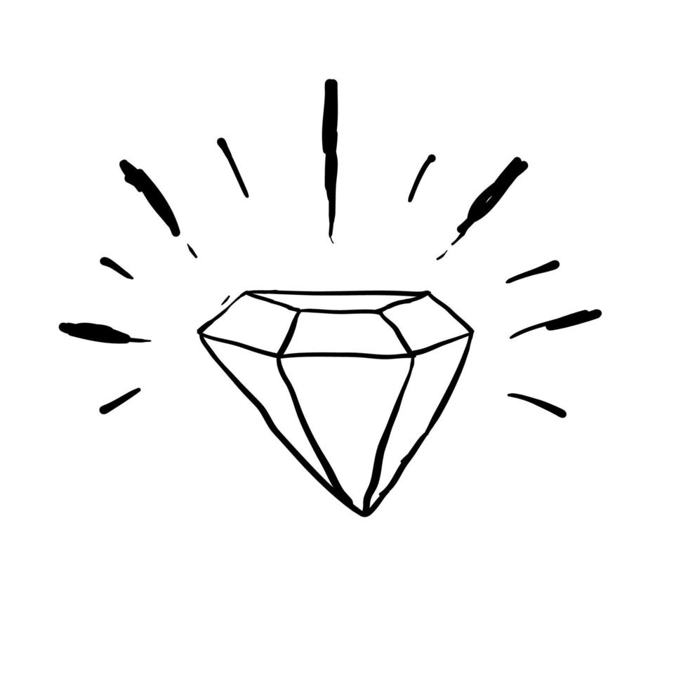 diamond doodle icon handdrawn style vector