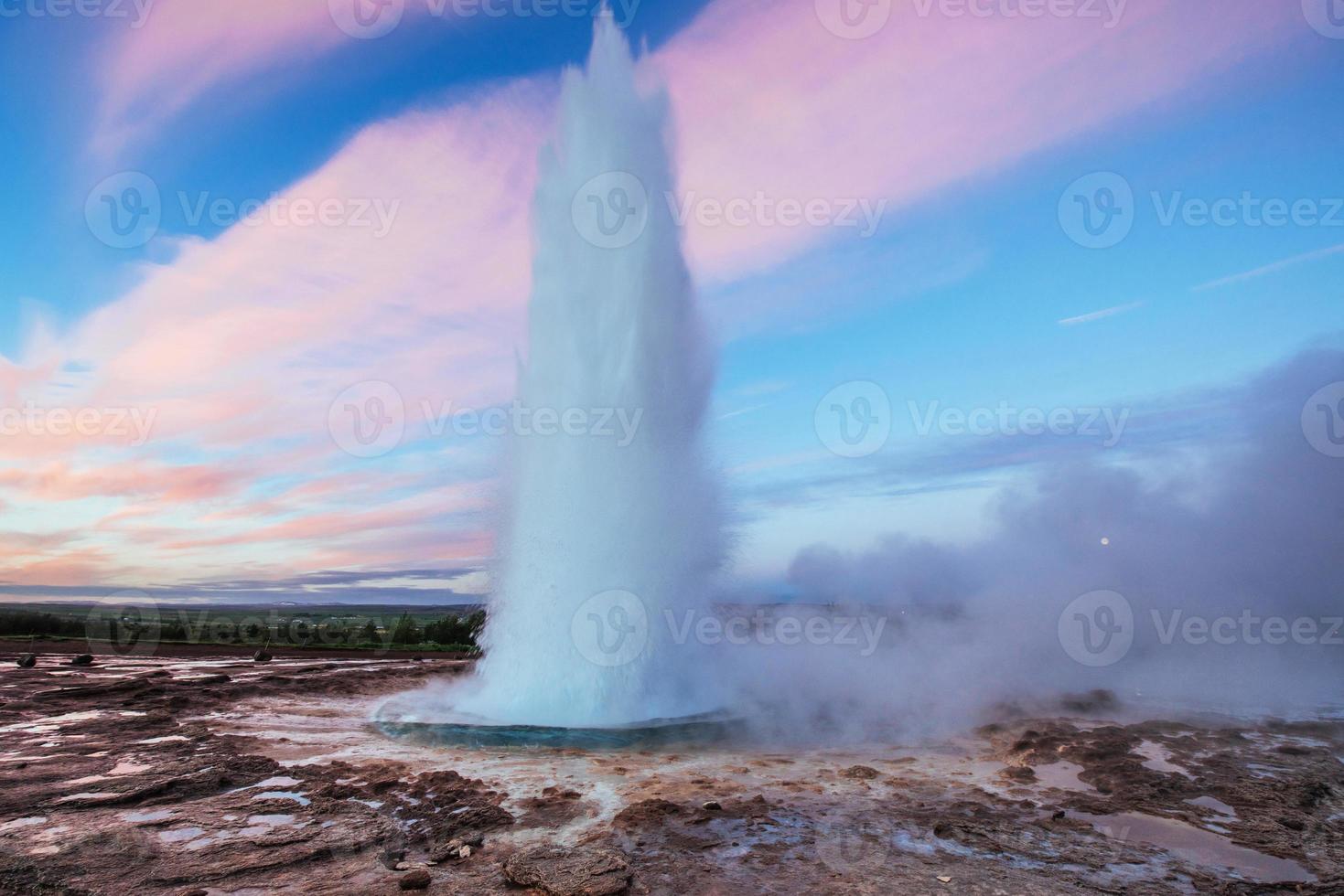 Strokkur geyser eruption in Iceland. Fantastic colors. Beautiful photo