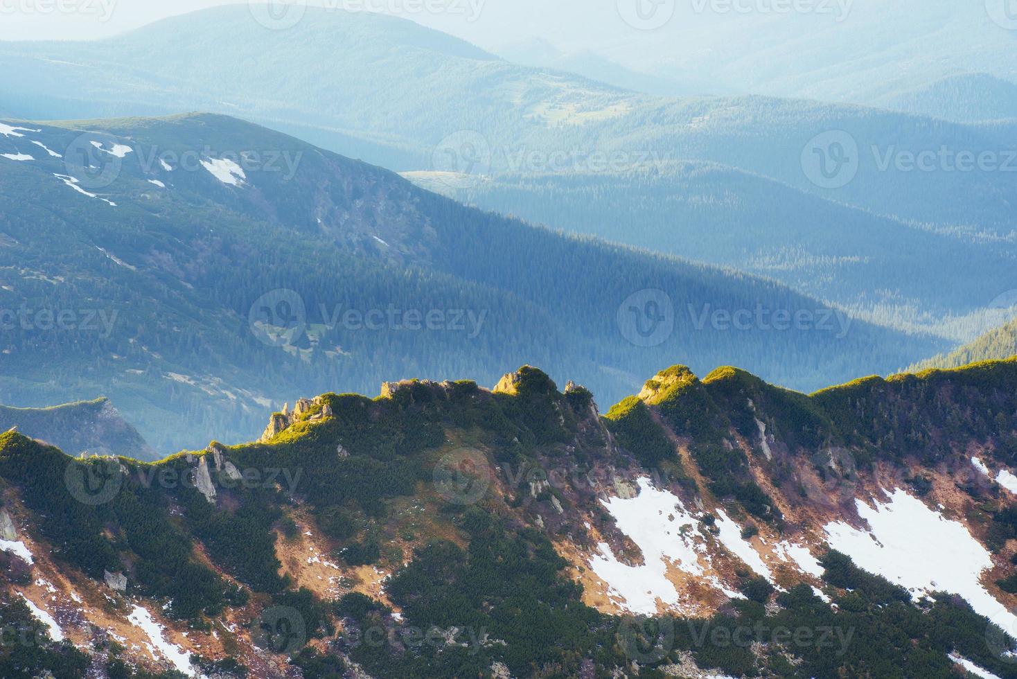 Mysterious winter landscape majestic mountains photo