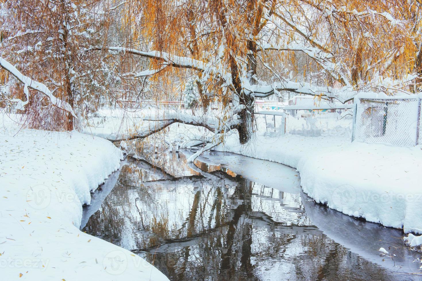 río de invierno en un hermoso día. foto