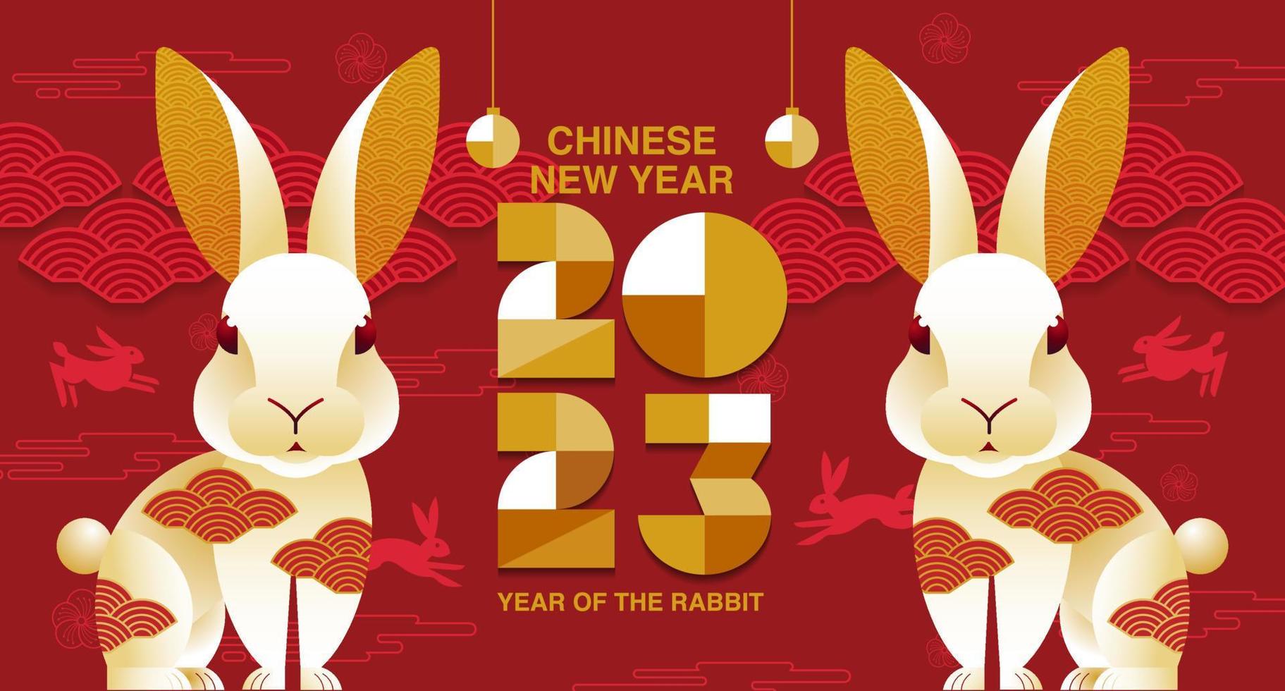 Lunar New Year Chinese New Year 2023 Year Of The Rabbit Chinese Traditional 6628455 Vector