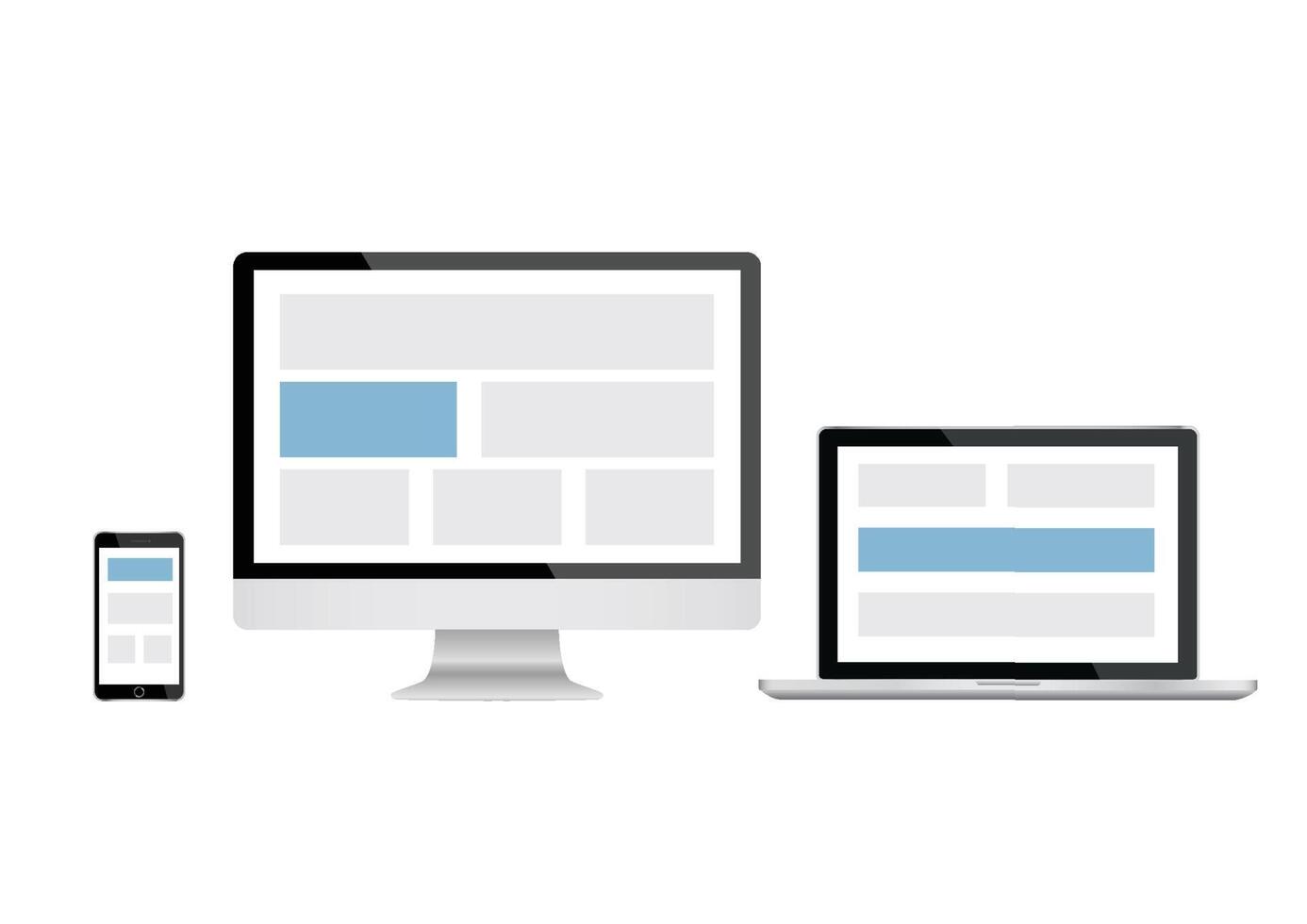 Mockup gadget and device. Responsive design for website. computer screen, laptop, smartphone icons set. vector