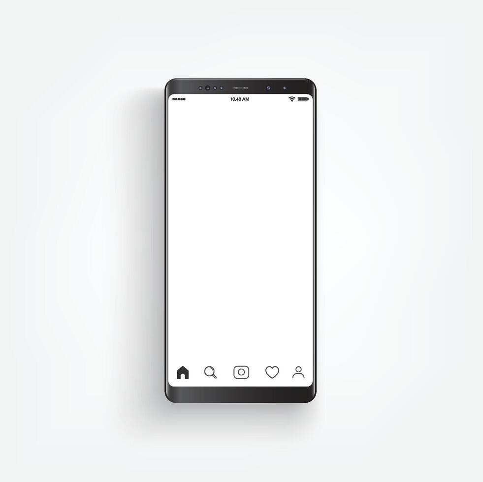 moderno teléfono inteligente negro realista. teléfono inteligente con estilo lateral de borde, ilustración vectorial 3d del teléfono celular. vector