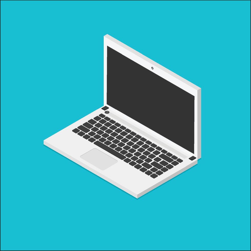 Vector image of the Isometric icon of a Laptop