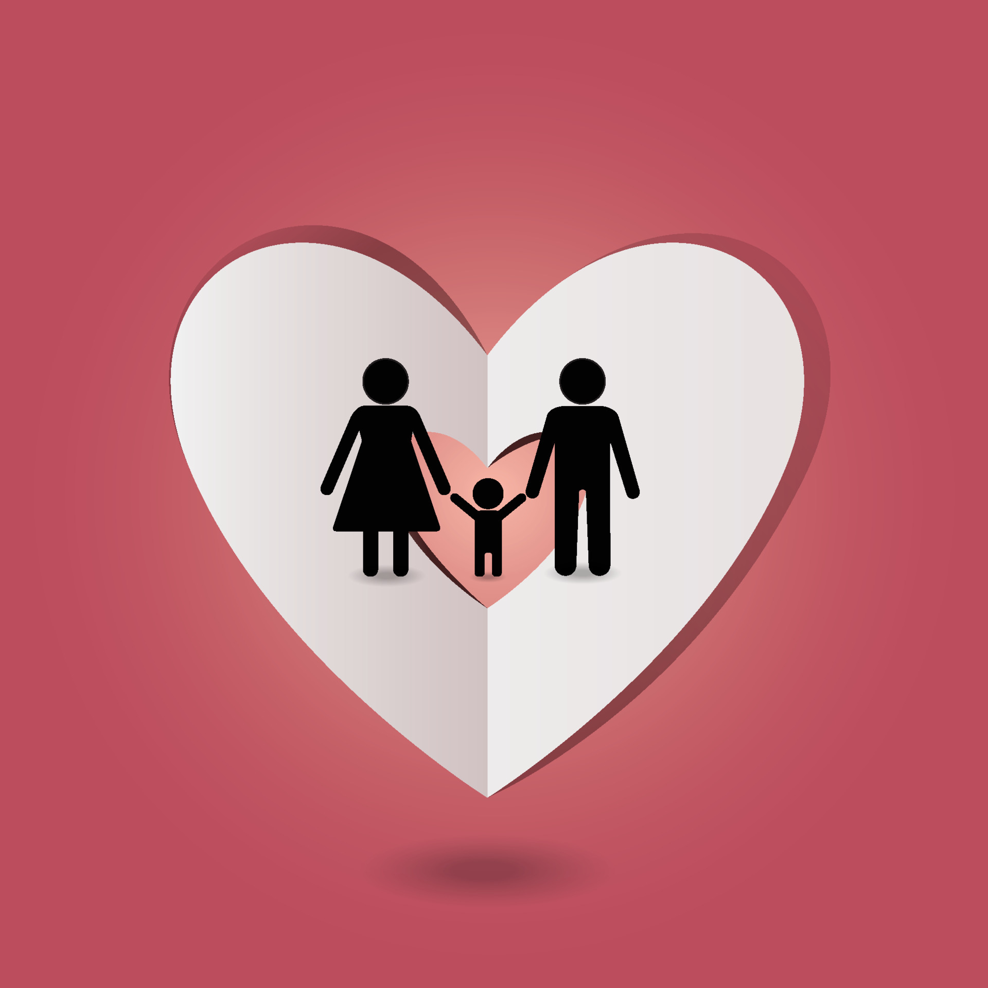 Family on paper heart background, vector illustration 6628506 Vector