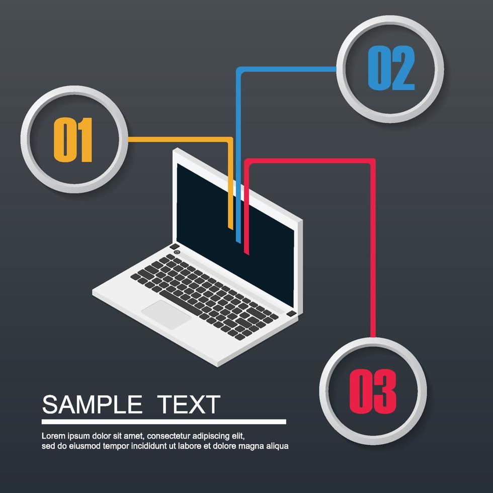 plantilla de infografía. concepto de negocio con 3 pasos. ilustración vectorial vector