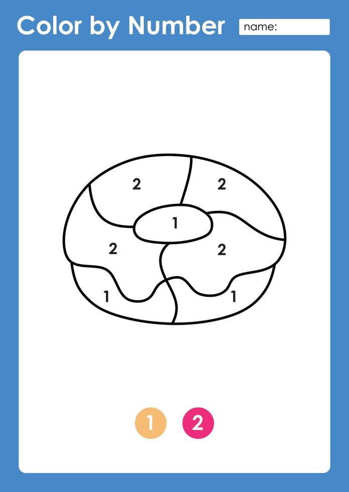 Color by number worksheet for kids learning numbers by coloring donut