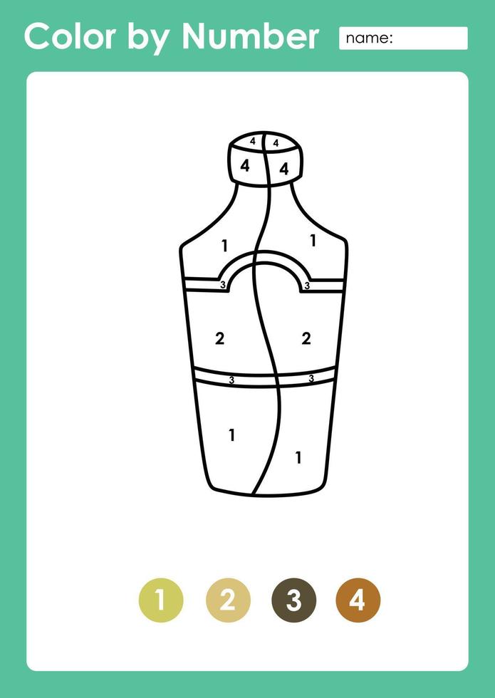 Color by number worksheet for kids learning numbers by coloring vinegar vector