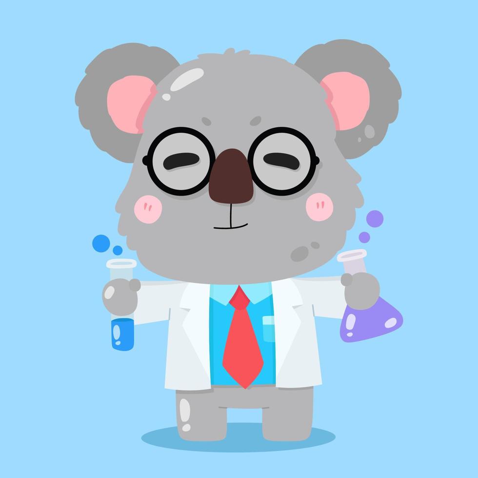 lindo koala animales dibujos animados ilustraciones trabajando trabajo científico vector