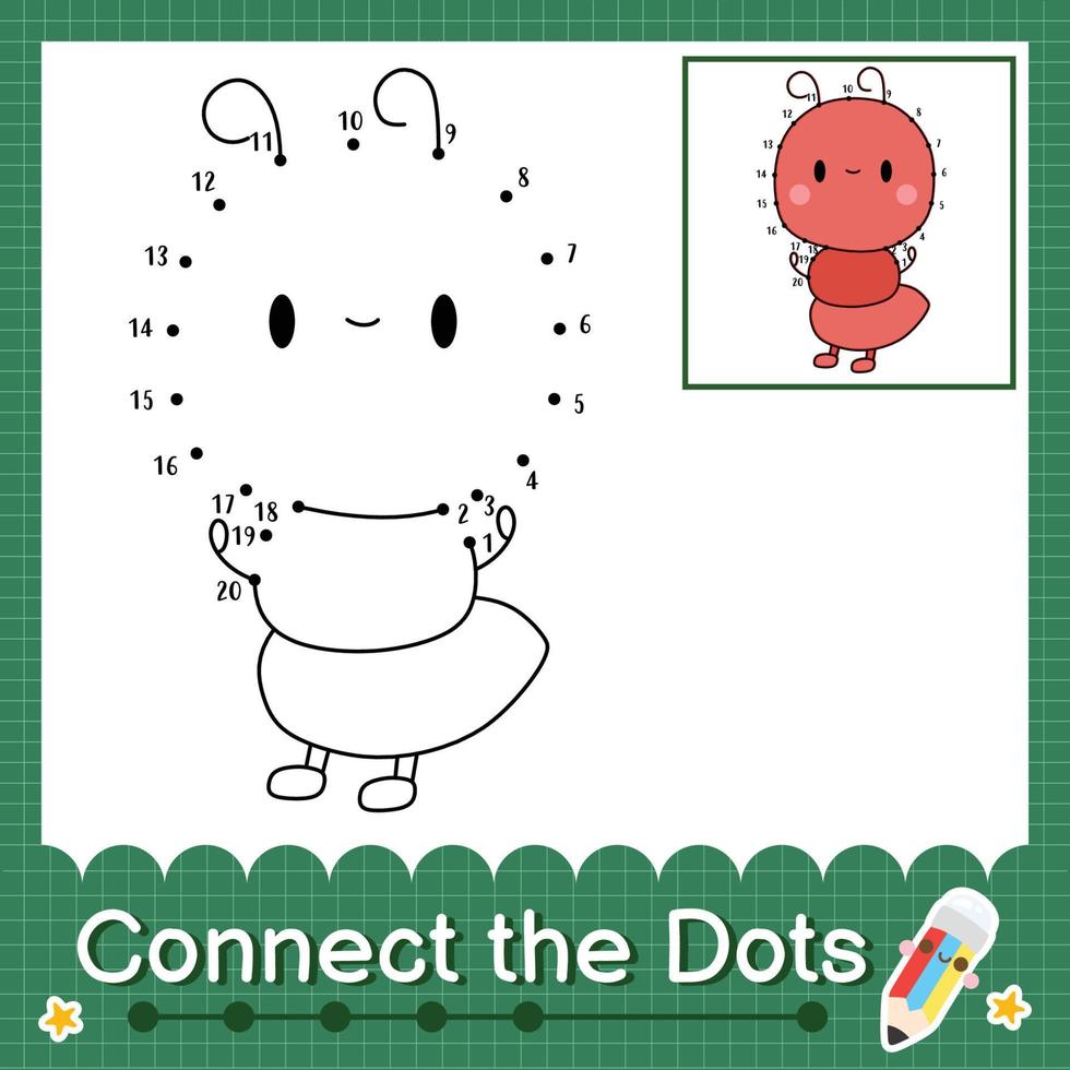 Connect the dots counting numbers 1 to 20 puzzle worksheet with baby animals vector