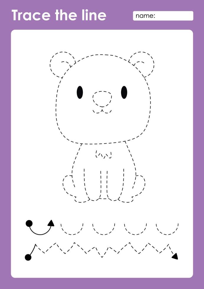 Trace the line and coloring with cute baby animal Quokka vector