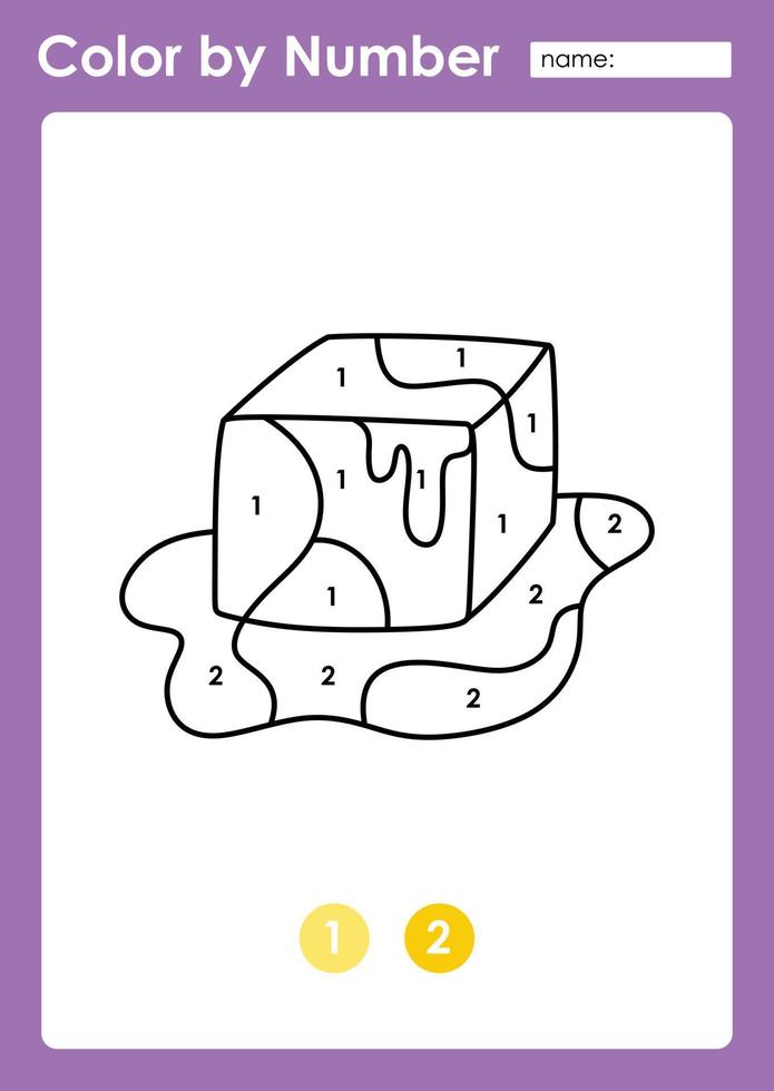 Color by number worksheet for kids learning numbers by coloring butter vector