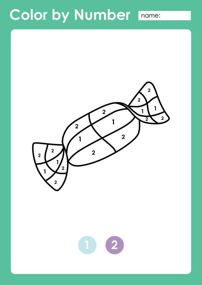 Color by number worksheet for kids learning numbers by coloring candy 
