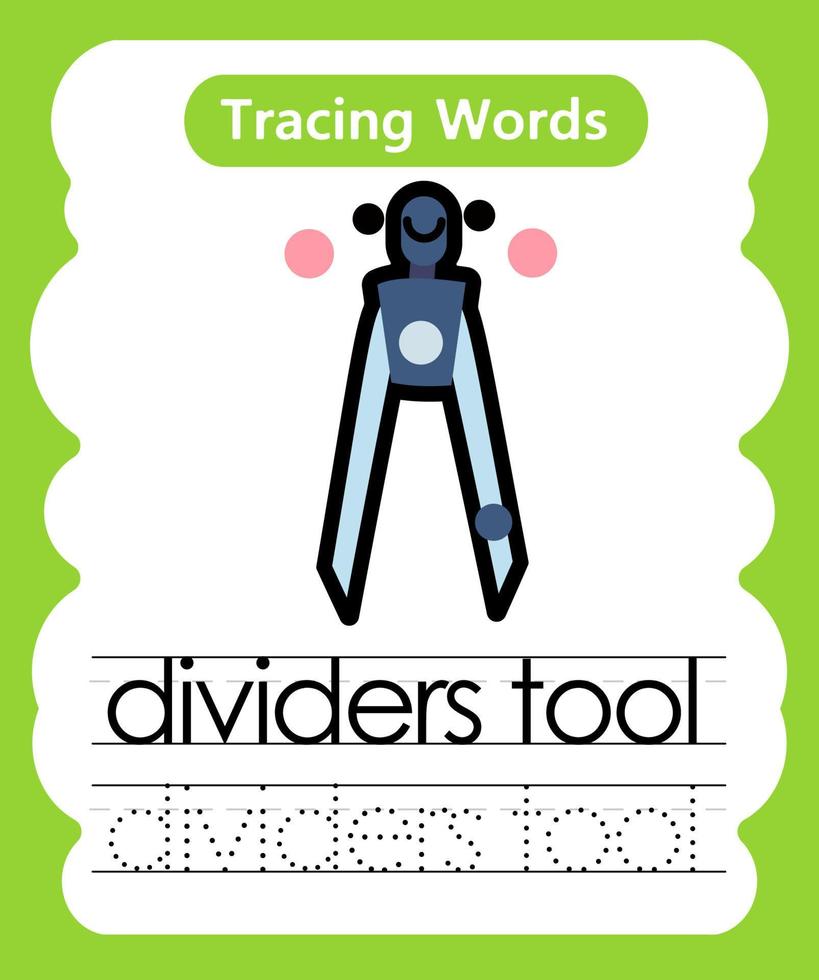 English tracing word worksheets with vocabulary dividers tool vector