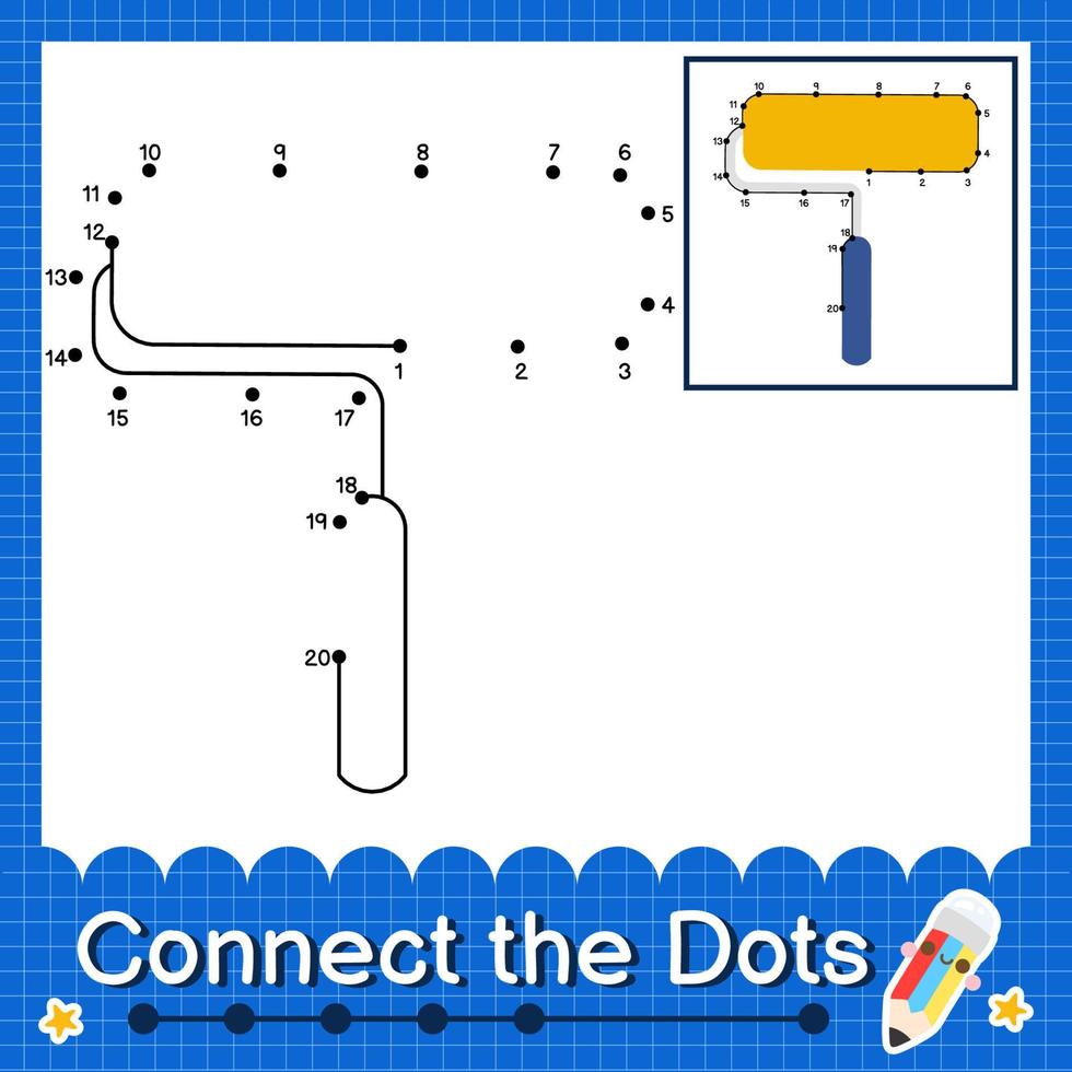 Connect the dots counting numbers 1 to 20 puzzle worksheet vector