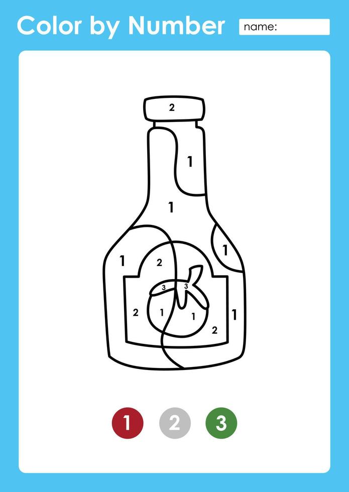 Color by number worksheet for kids learning numbers by coloring tomato