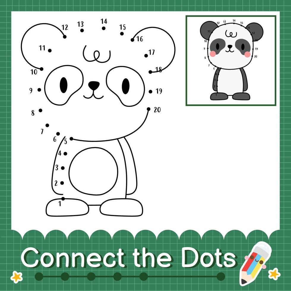 Connect the dots counting numbers 1 to 20 puzzle worksheet with baby animals vector