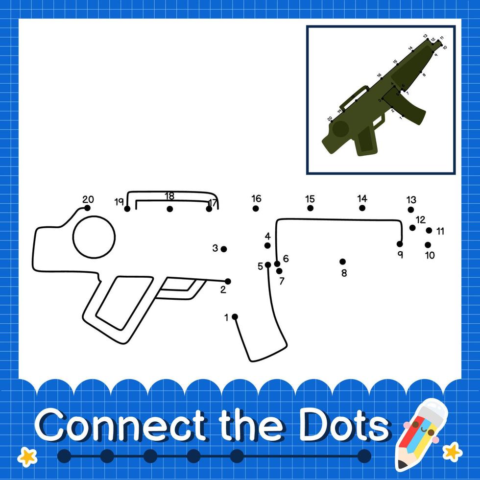 Connect the dots counting numbers 1 to 20 puzzle worksheet vector