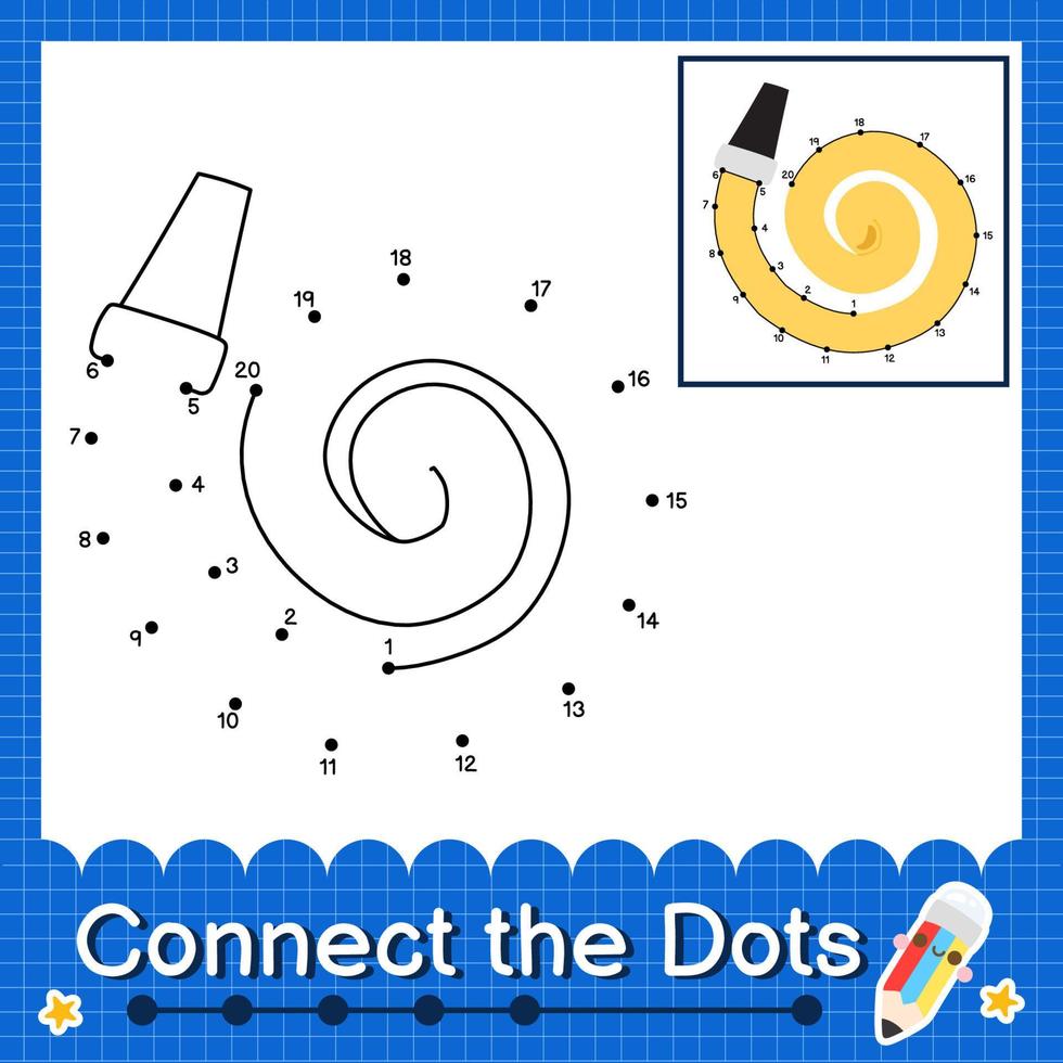 Connect the dots counting numbers 1 to 20 puzzle worksheet vector