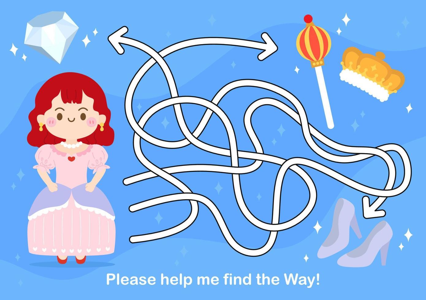 Maze puzzle games activity for kids with Job occupation cartoon vector