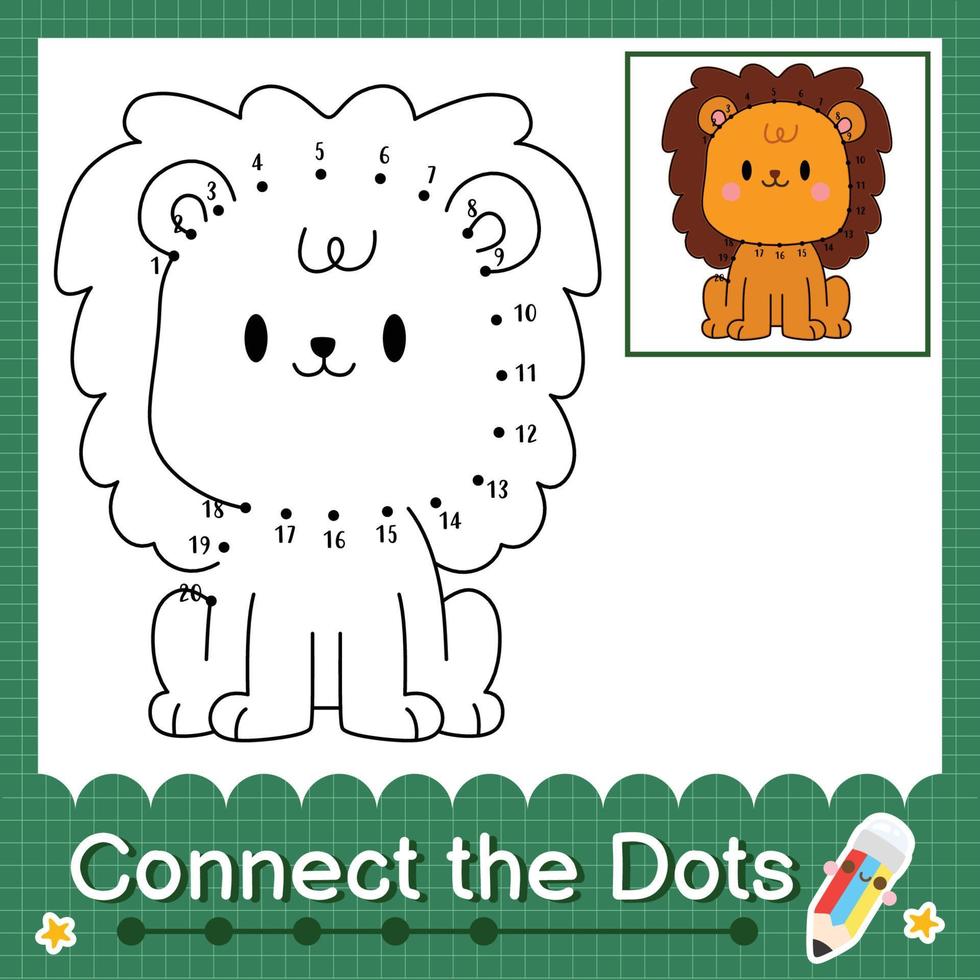 Connect the dots counting numbers 1 to 20 puzzle worksheet with baby animals vector