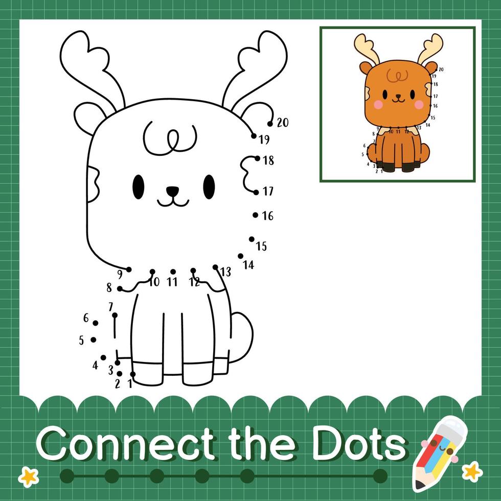 Connect the dots counting numbers 1 to 20 puzzle worksheet with baby animals vector