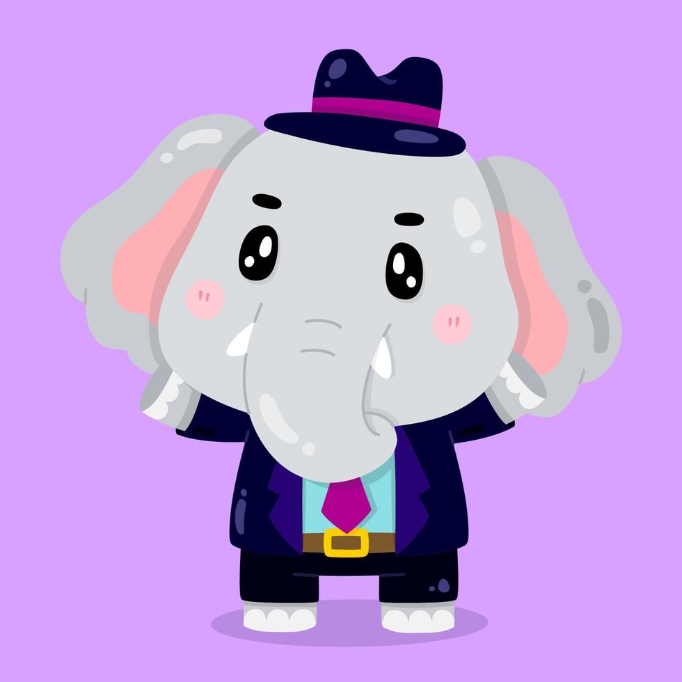 Cute Elephant Animals cartoon illustrations working job Businessman vector