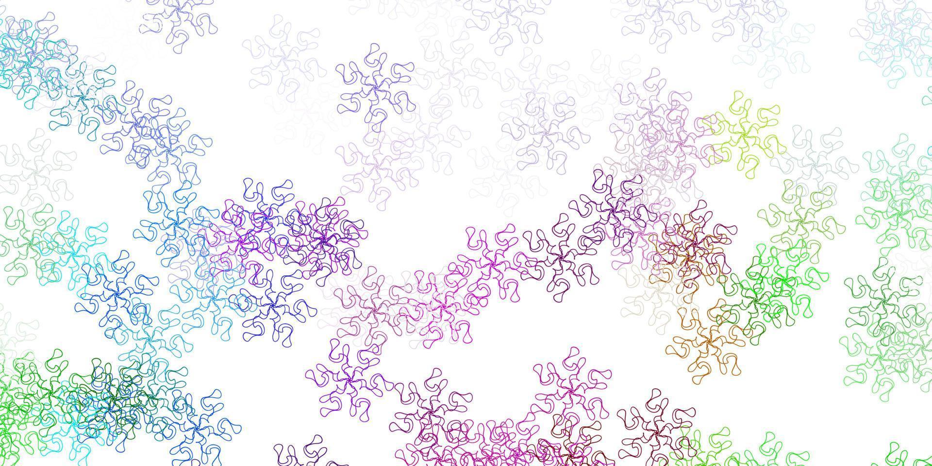 plantilla de doodle de vector multicolor claro con flores.