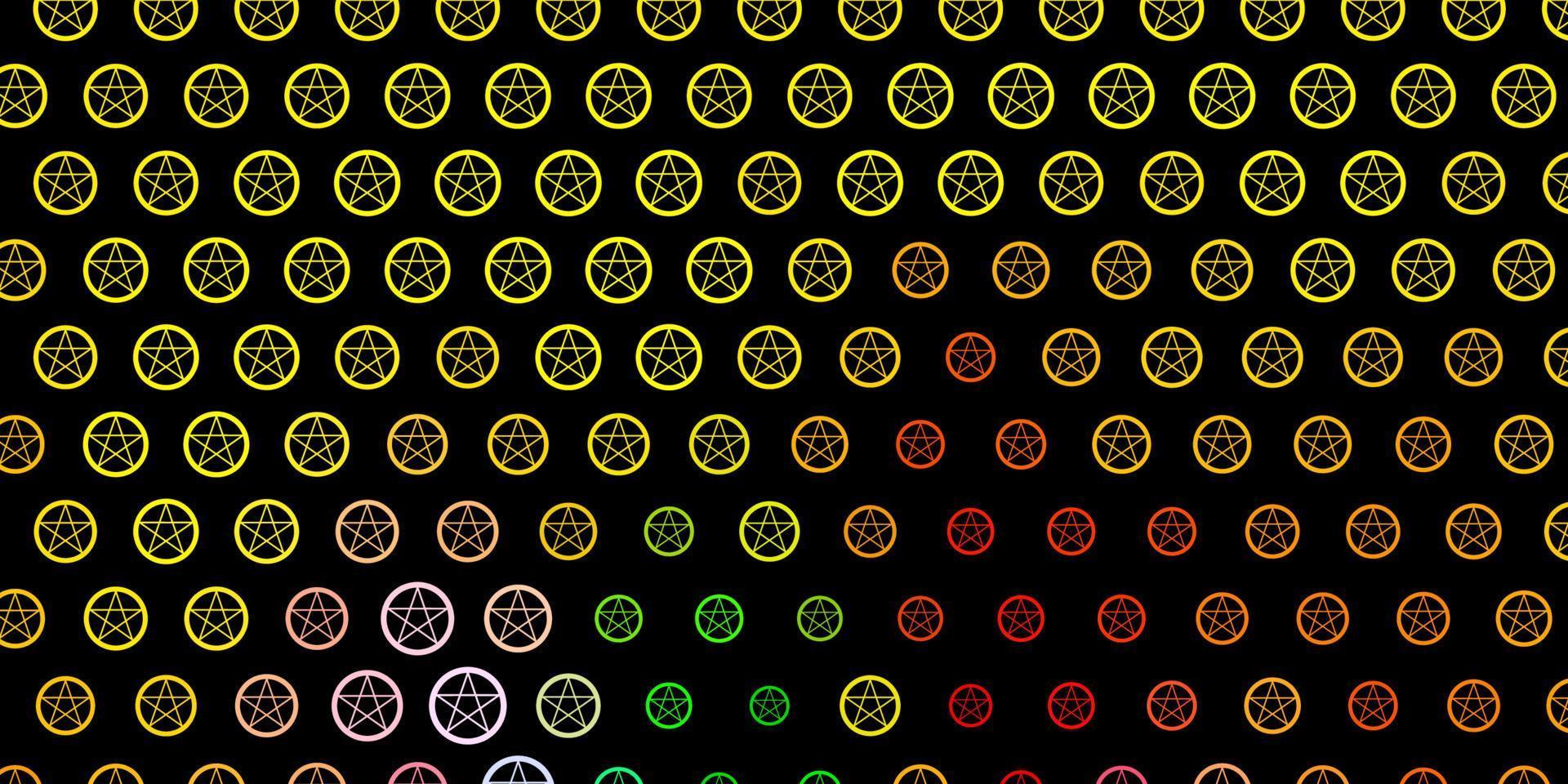 Dark Multicolor vector background with occult symbols.