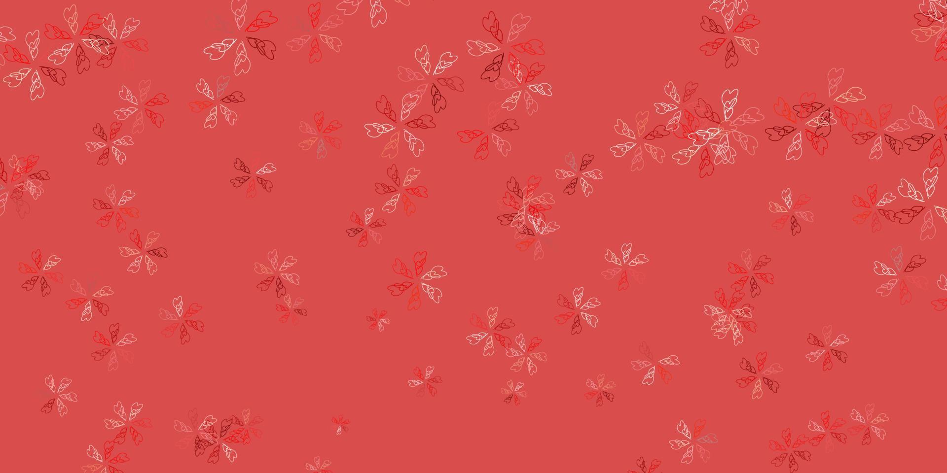 Light red, yellow vector abstract texture with leaves.