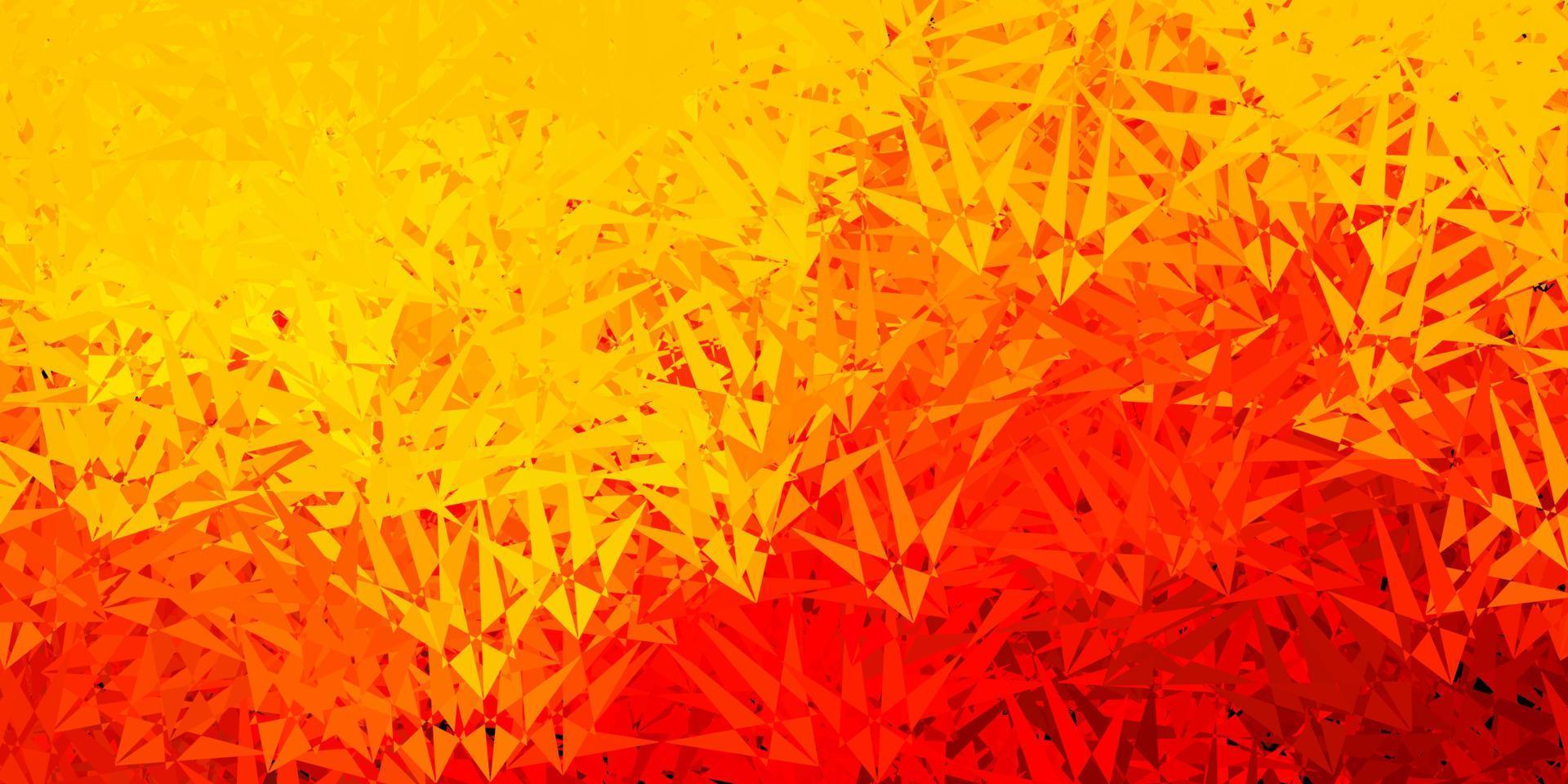 textura de vector rojo oscuro, amarillo con triángulos al azar.