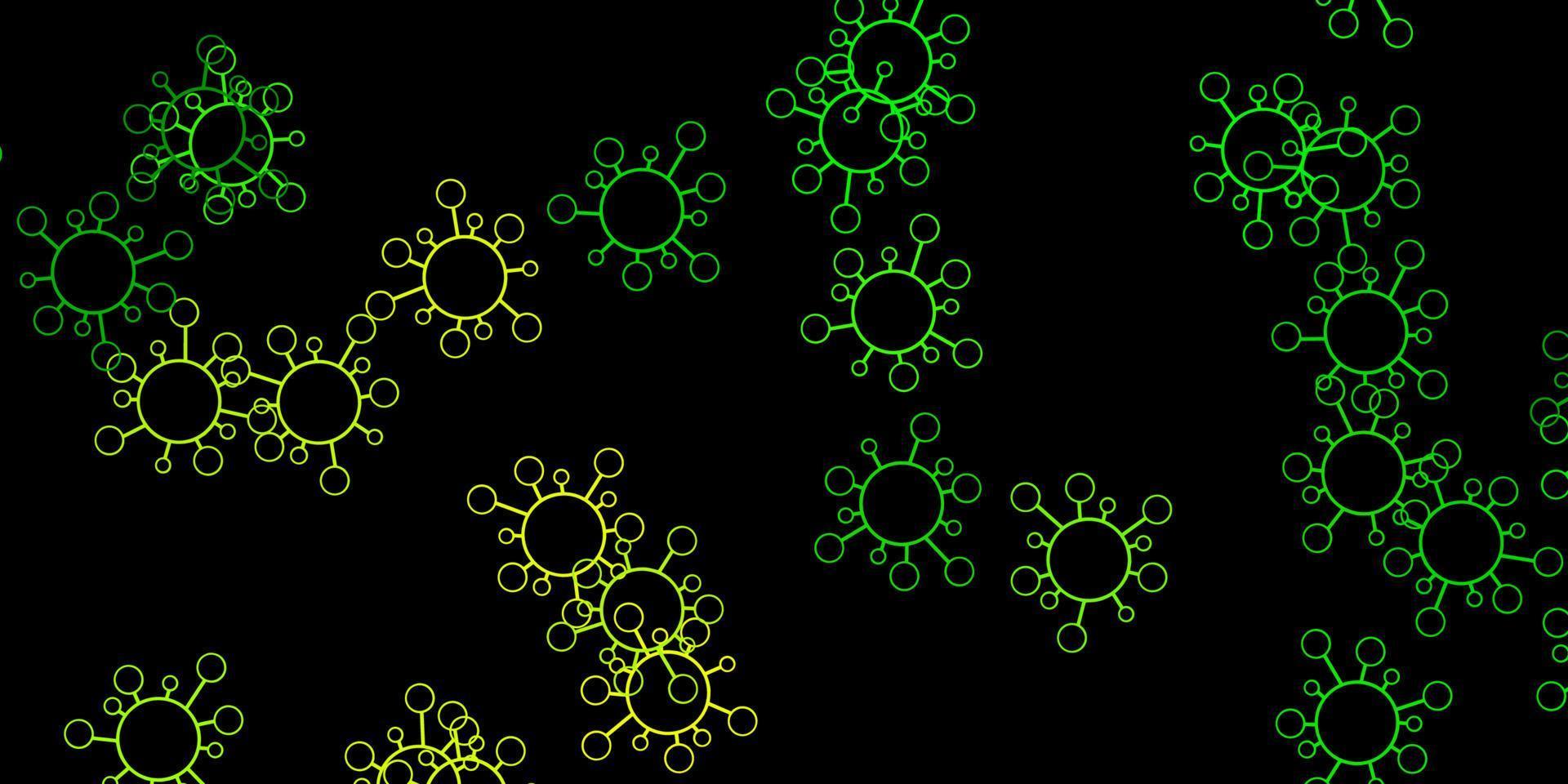 textura de vector verde oscuro, amarillo con símbolos de enfermedades.
