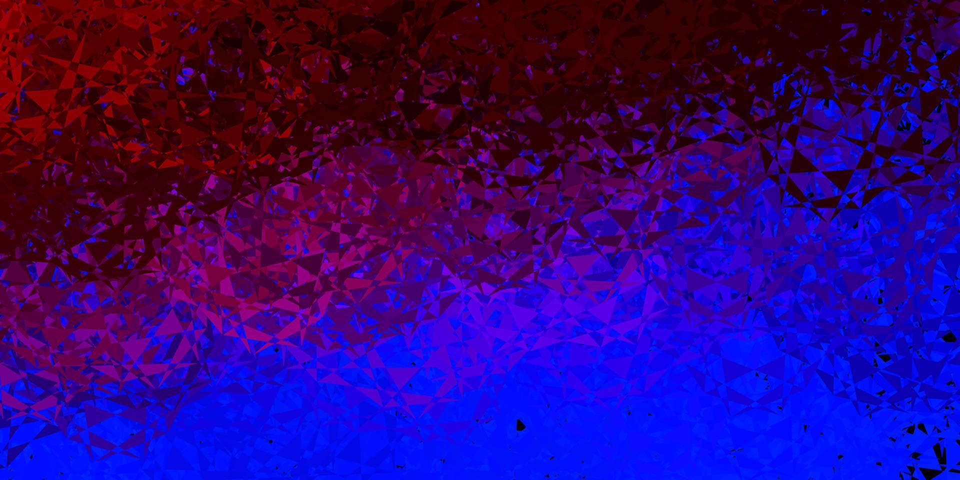 Dark blue, red vector background with polygonal forms.