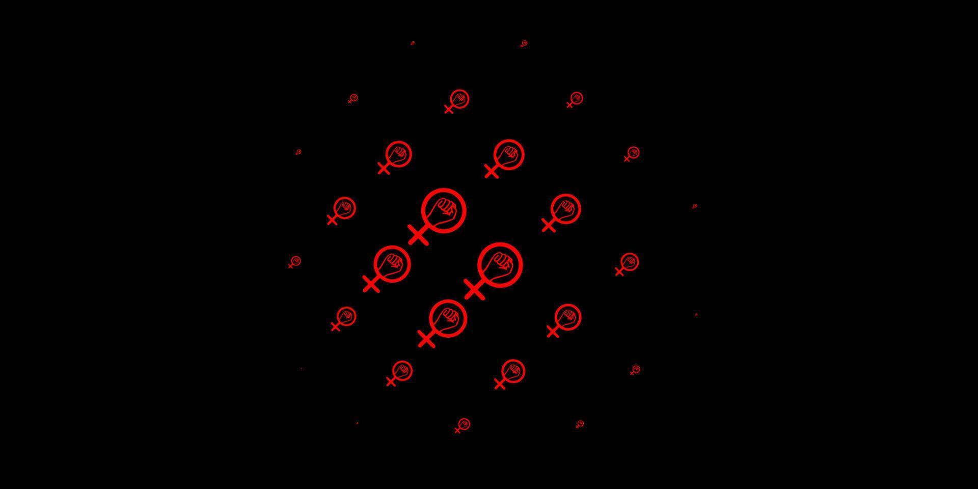 Dark Red vector texture with women's rights symbols.