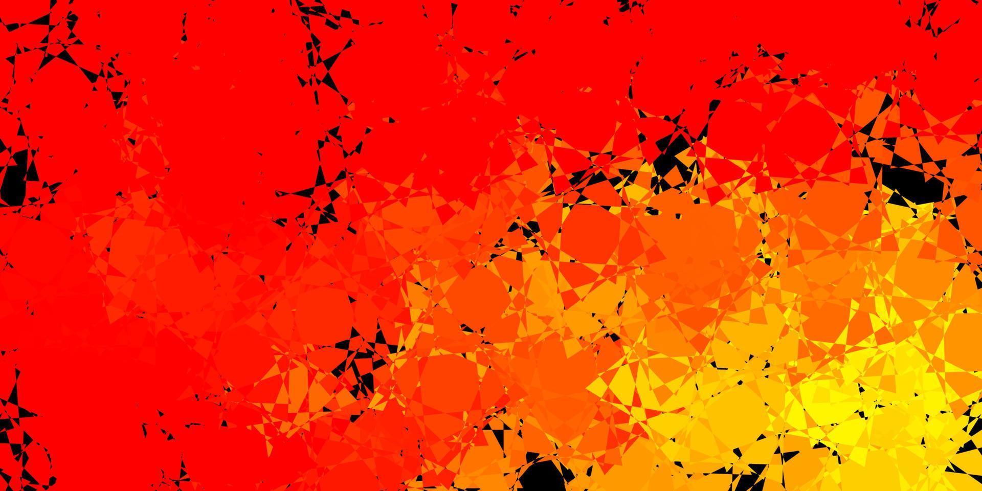 textura de vector rojo oscuro, amarillo con triángulos al azar.