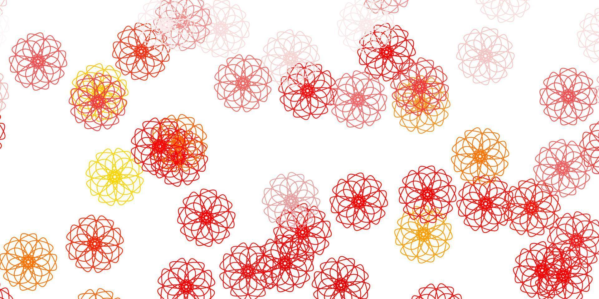 Fondo de doodle de vector naranja claro con flores.