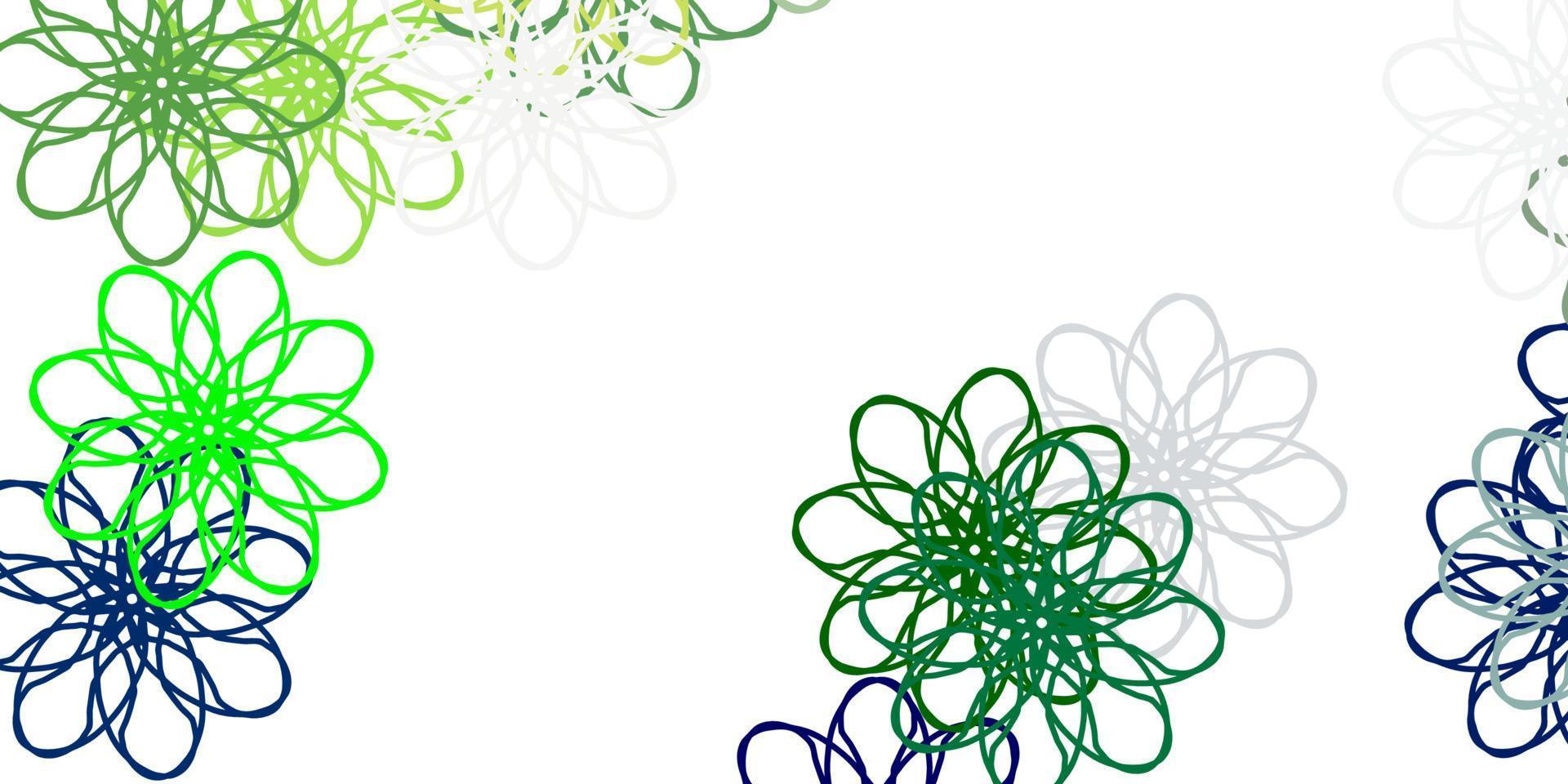 Light Blue, Green vector doodle texture with flowers.