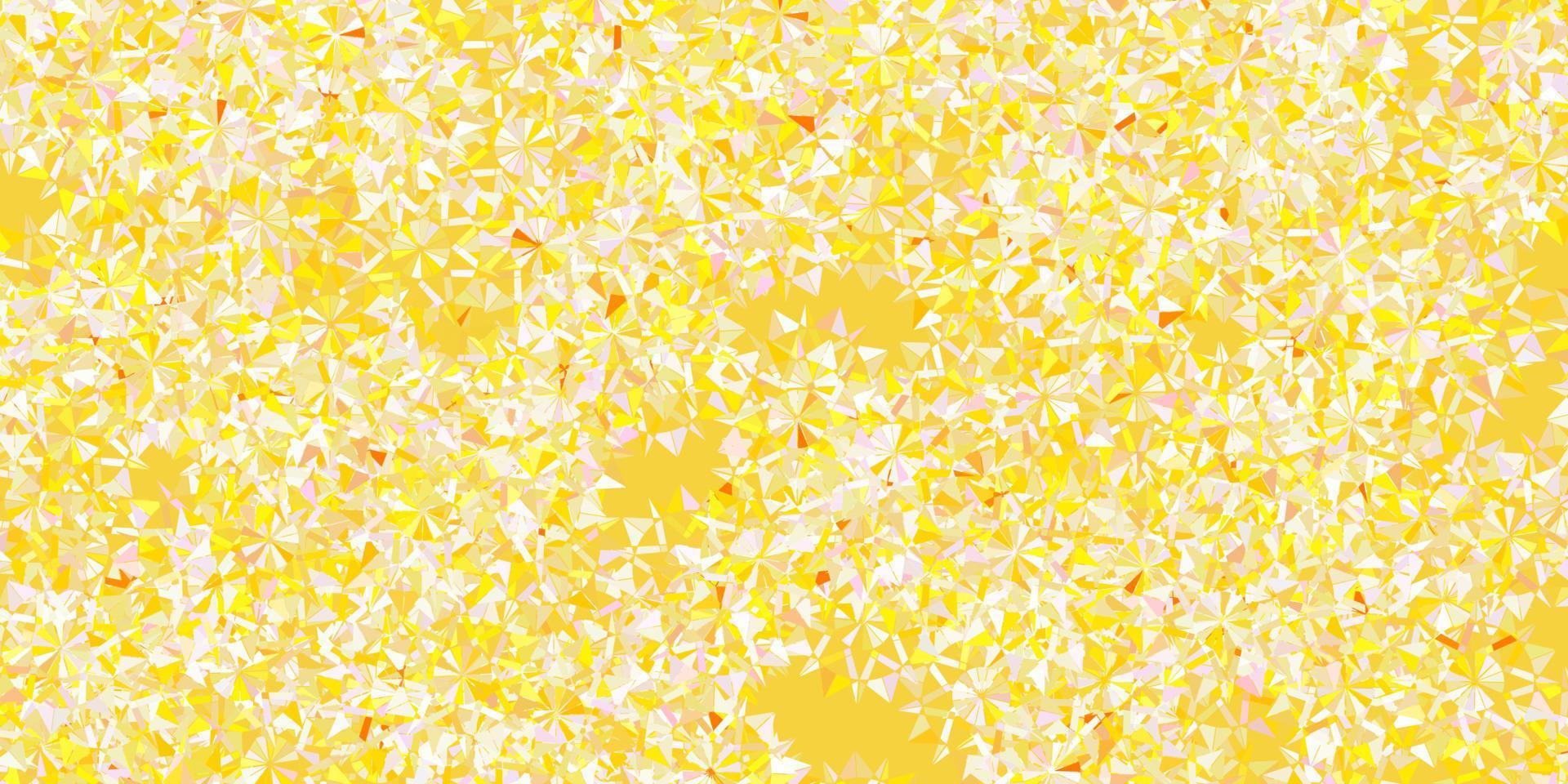 patrón de vector rosa claro, amarillo con copos de nieve de colores.