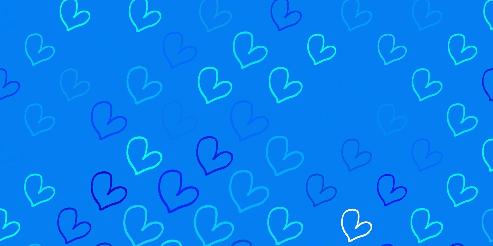 Light Blue, Green vector template with doodle hearts.