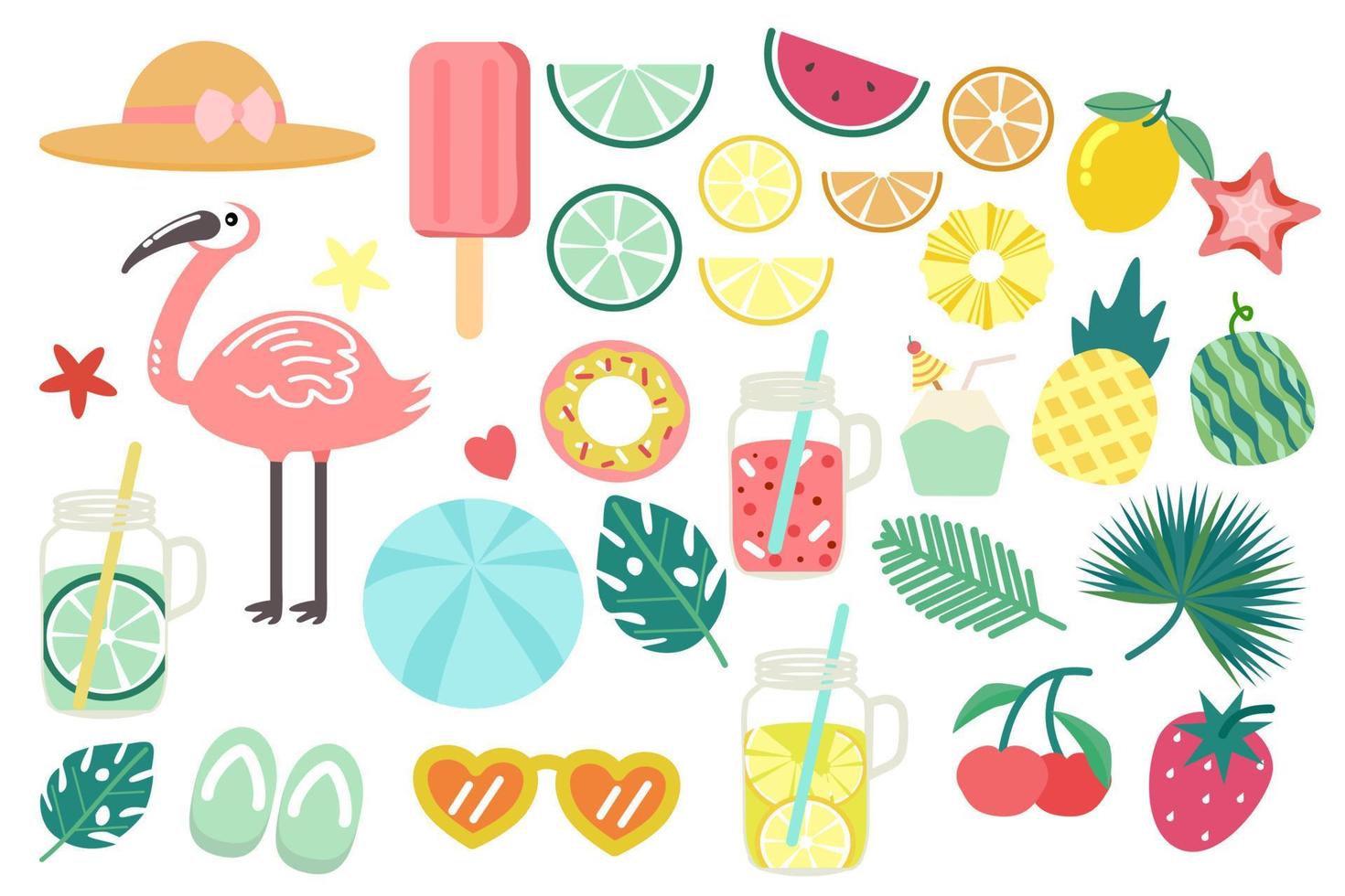 Elements set of summer season. vector