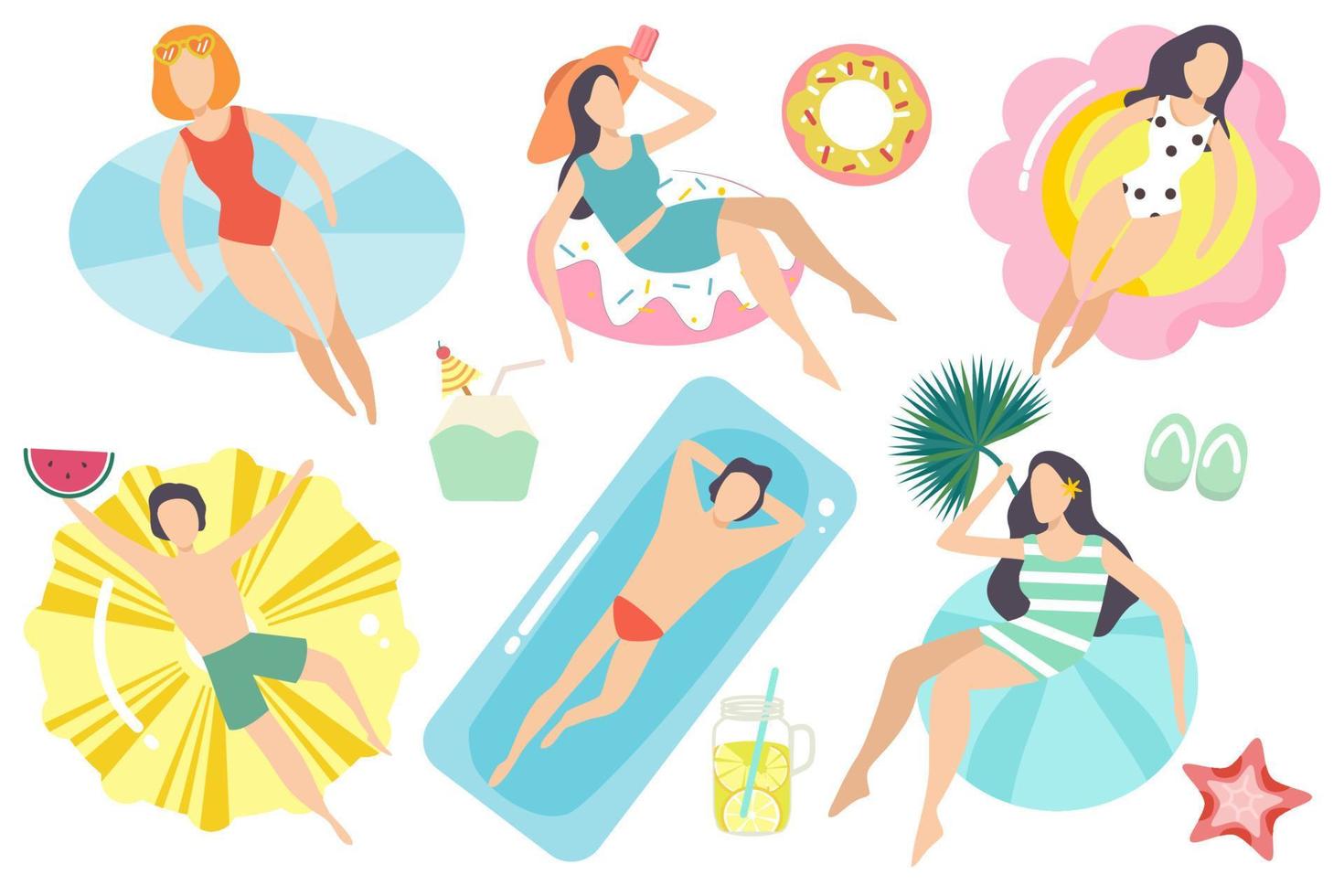 gente relajándose en vacaciones de verano. vector