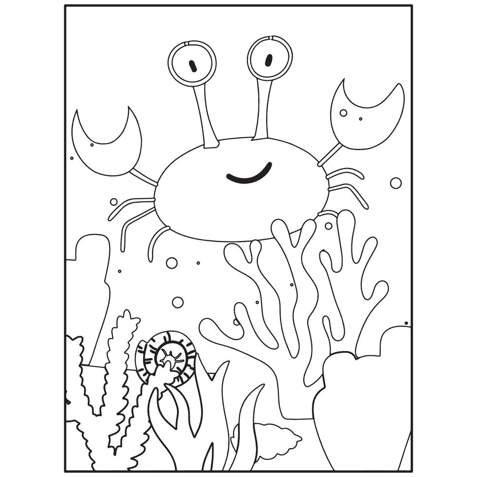 Printable Ocean Animals Coloring pages for kids vector